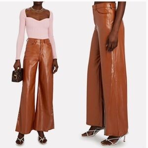 NEW Enza Costa Vegan Leather Wide Leg Pants Cognac